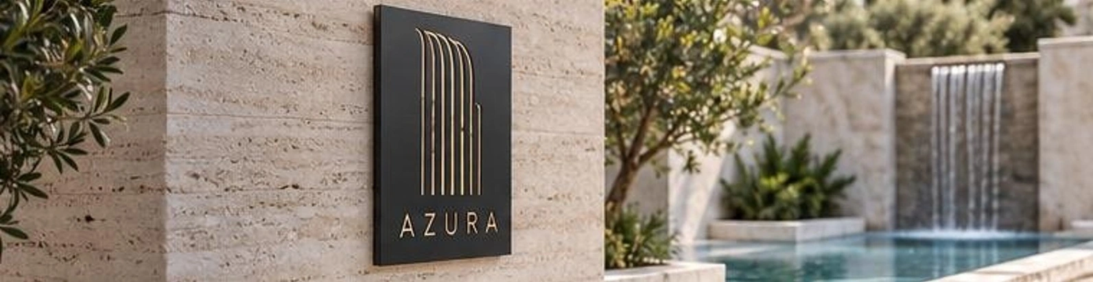 AZURA antrasit metal isim ve logo levhası