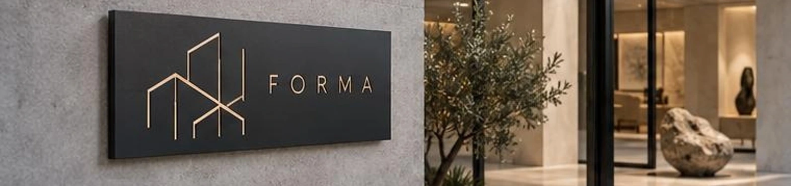 FORMA antrasit metal isim ve logo levhası