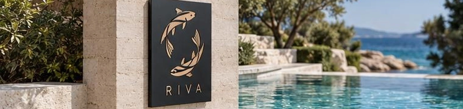 RIVA antrasit metal isim ve logo levhası