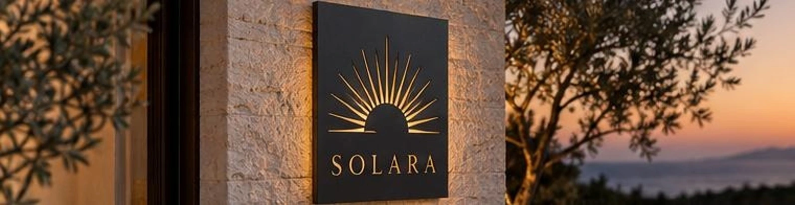 SOLARA antrasit metal isim ve logo levhası